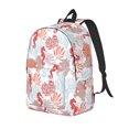 thumbnail image 1 of Disketp Tropical Corals Seahorse print Canvas Backpack Lightweight Travel Daypack Student Rucksack Laptop Backpack-, 1 of 5