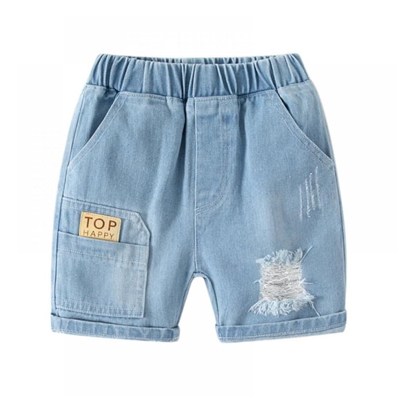 GYRATEDREAM Baby Boys Shorts Elastic Waist Shorts for Kids Toddler Stretch Denim Casual Shorts Summer Denim Pants,Size 1-2 Years