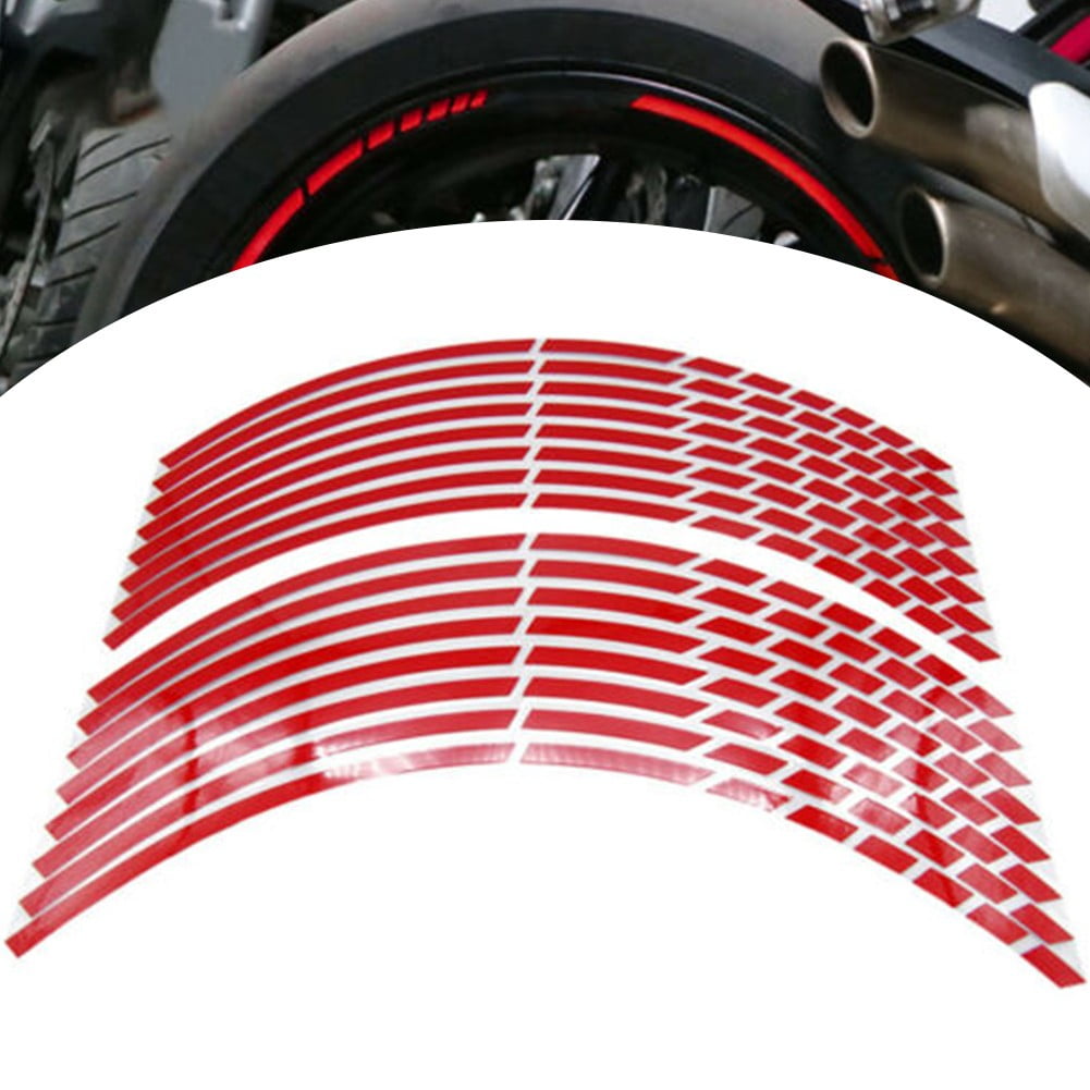 18" 16 Strips Reflective Motorcycle Car Rim Stripe Wheel Decal Tape Sticker New 
