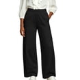 thumbnail image 3 of Liuinsasek Women's High Waist Straight Wide-Leg Pants Fashionable Versatile Casual Solid Color Elastic-Waist with Pockets Spring Summer Outfits, 3 of 7