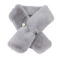 thumbnail image 2 of Eoperou Faux Pearl Buckle Wide Warm Thermal Scarf Female Autumn Winter Double-sided Imitation Mink Fur Cross Collar Scarf, 2 of 8