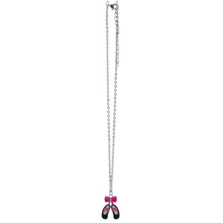 Belly Dance Necklace Choker - Dance Theme ''Ballerina Shoes'' Mood Silver Chain Necklace