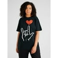thumbnail image 1 of Valentine's Day 'I Love You' Heart & Peace Sign Graphic Tee - 100% Crew Neck, Classic Fit, Machine Washable - Ideal for Women, Men & Youngsters, Valentines Day Gifts, 1 of 5