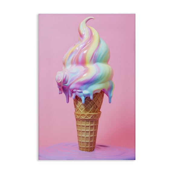 Stupell Industries Dripping Pastel Ice Cream Food & Beverage Painting Wrapped Canvas Art Print Wall Art, 16 x 24