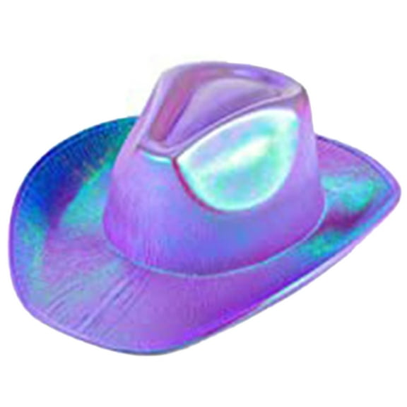 Space Cowgirl Hat for Adult Cowboy Hat with Iridescent Surface Rave Hats Fits Most Women and Girls for Theme Party