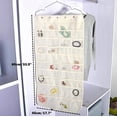 thumbnail image 3 of HUGFEGWE Hanging Jewelry Organizer Bag (40-Pockets) & 20 Magic Tape Hook Storage Bag Closet Storage for Portable Travel, Rings, Earrings, Necklaces, Clear PVC Plastic Windows, Roll-Up AZ824-11643, 3 of 7