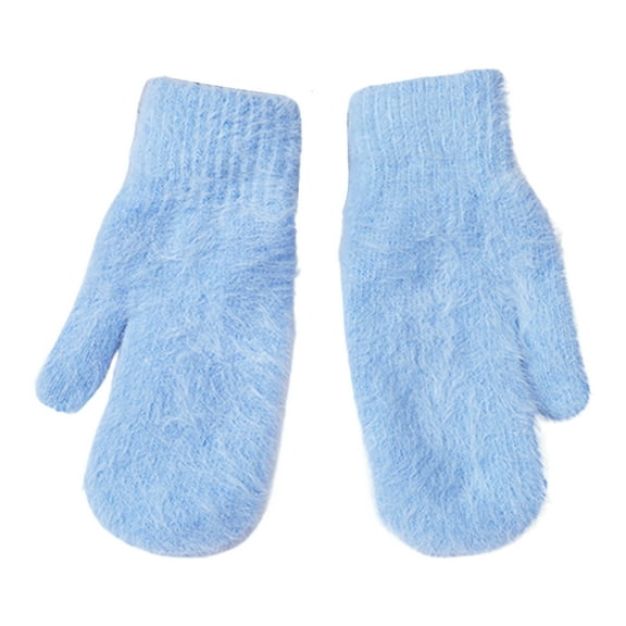 1 Pair Women Gloves, Faux Rabbit Fur Windproof Knitting Gloves for Winter