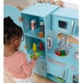 Vintage Wooden Play Kitchen with Pretend Ice Maker and Play Phone, Pink