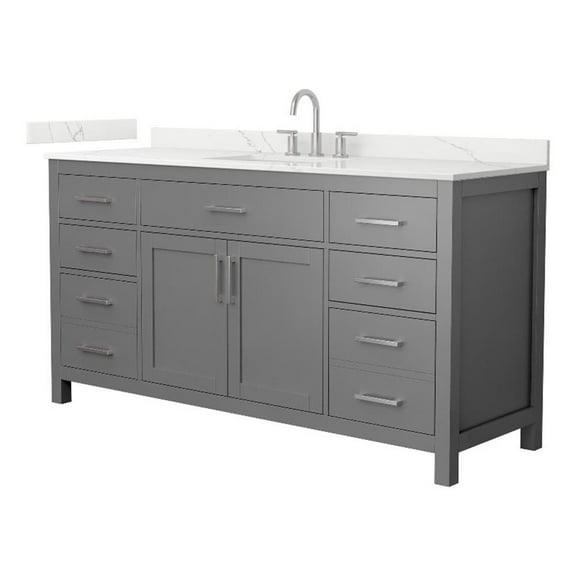 Beckett 66" Dark Gray Single Vanity & Giotto Quartz Top (3-Hole) & Nickel Trim