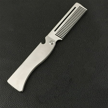 Pretyzoom Pocket Folding Comb Stainless Steel Grooming Tool For Men Silver 1Pcs Daily Use