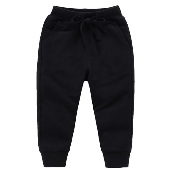 CPNG Baby Toddler Kid Boys Girls Casual Wide Leg Solid Color Sweatpants Elastic High Waist Loose Pants Drawstring Casual Pants(Black,7-8 Years)