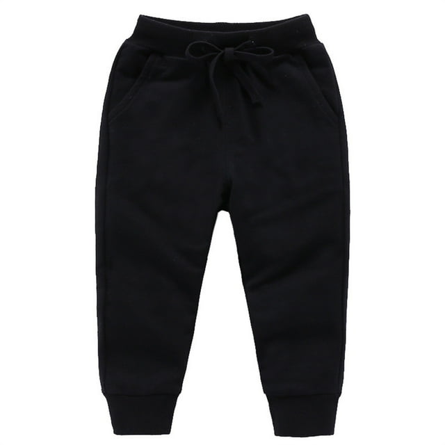 Pantalon Actif en Coton Uni pour Bébé, Tout-Petit, Garçon, Jogger Décontracté, Pantalon de Sport Jogger, Noir