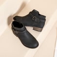 thumbnail image 4 of Women's Ankle Boots - Classic Side Zip, Comfortable Platform, Cover with Buckle Strap, Round Toe, Low Chunky Heel Comfort Slip On Fashion Black Boots., 4 of 6