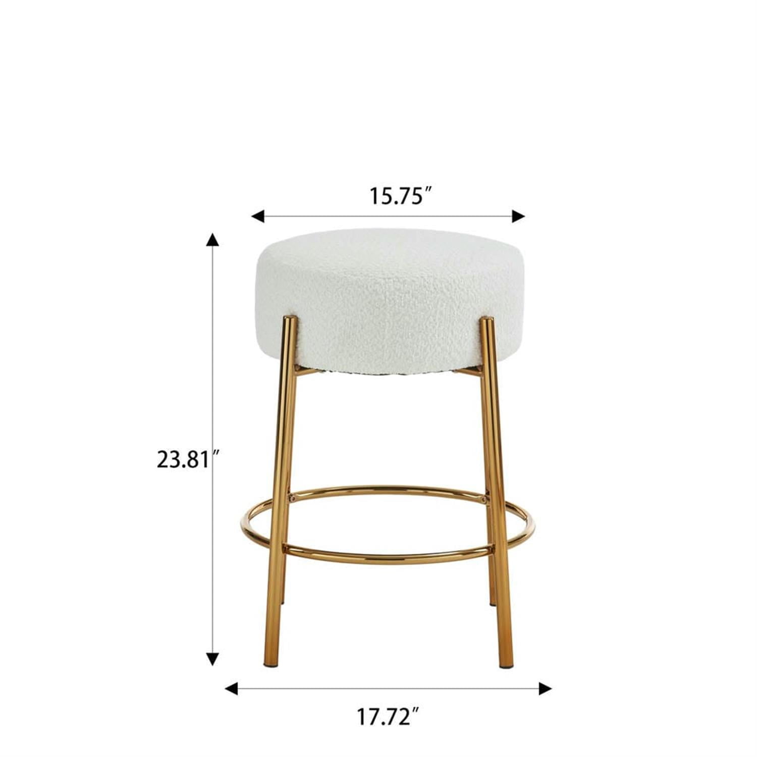 Demi Bonn 24" Counter Height Bar Stools Set of 2, Upholstered Barstools, Kitchen Island Countertop Chairs for Dining Room, Beige+Gold