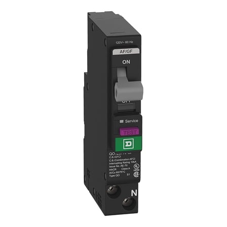 Square D QO 15 amps Arc Fault/Ground Fault Single Pole Circuit Breaker