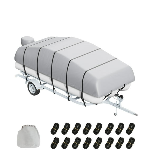 KFFKFF Pontoon Boat Cover 800D Waterproof Trailerable 19-20 ft with Storage Bag