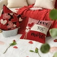 thumbnail image 5 of Valentine''s Day Hugs and Kisses Love You More Throw Pillow Covers, 18 x 18 Inch Valentine Heart Stripes Wedding Cushion Case Decoration for Sofa Couch Set of 4, 5 of 6