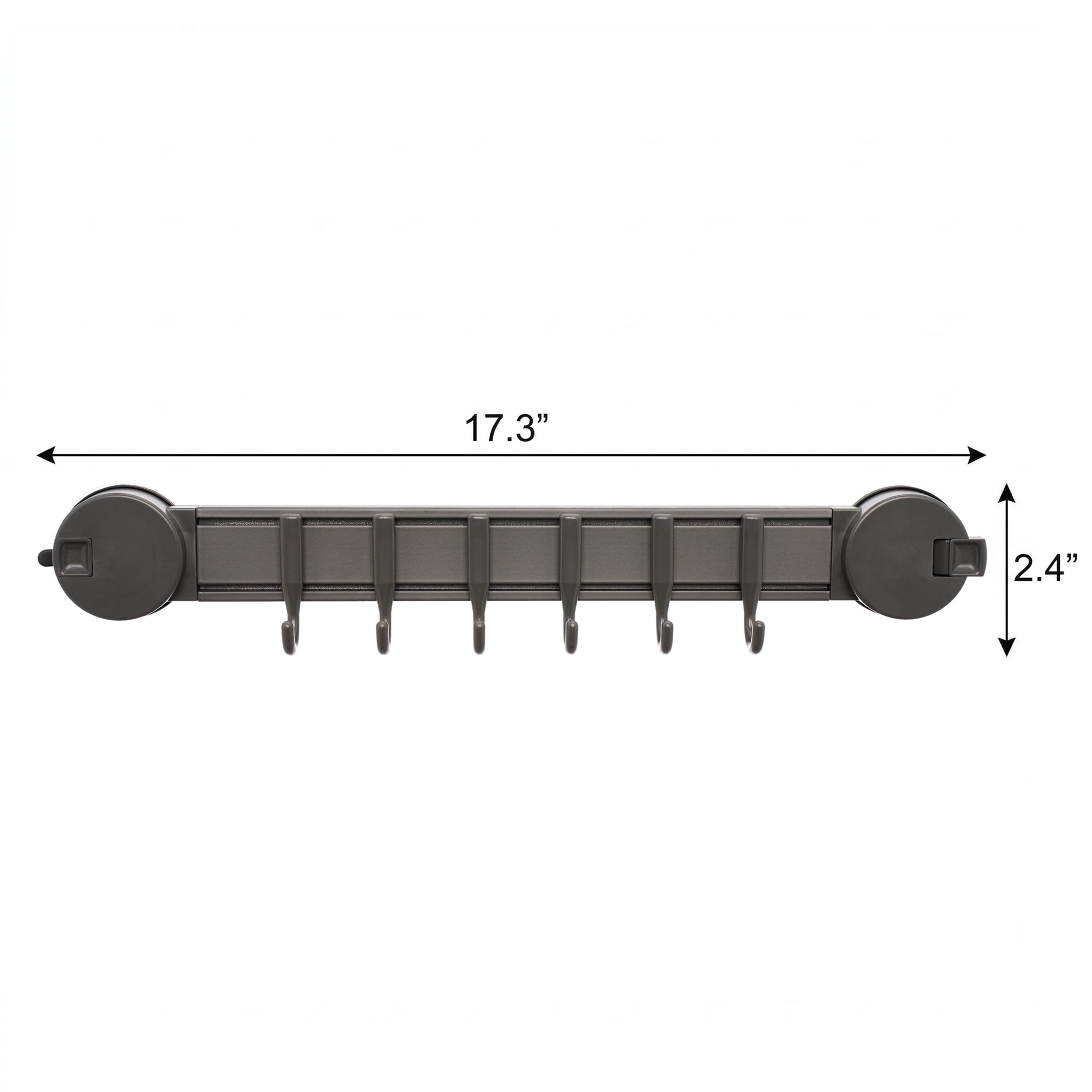 Unique Bargains Coat Rack Wall Mount Suction Cup 6 Hooks for Entryway Gunmetal gray