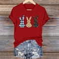 thumbnail image 5 of AKOEE Easter Outfits for Women Teen Girls Cute Floral Bunny Printed Short Sleeve Tops Graphic Basic Tee Shirt (3XL, Red 01), 5 of 6