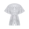 thumbnail image 2 of inhzoy Flower Girls Shiny Sequin Jumpsuits Short Sleeves Short Pants Sets Evening Party Festive Romper Silver 12, 2 of 4