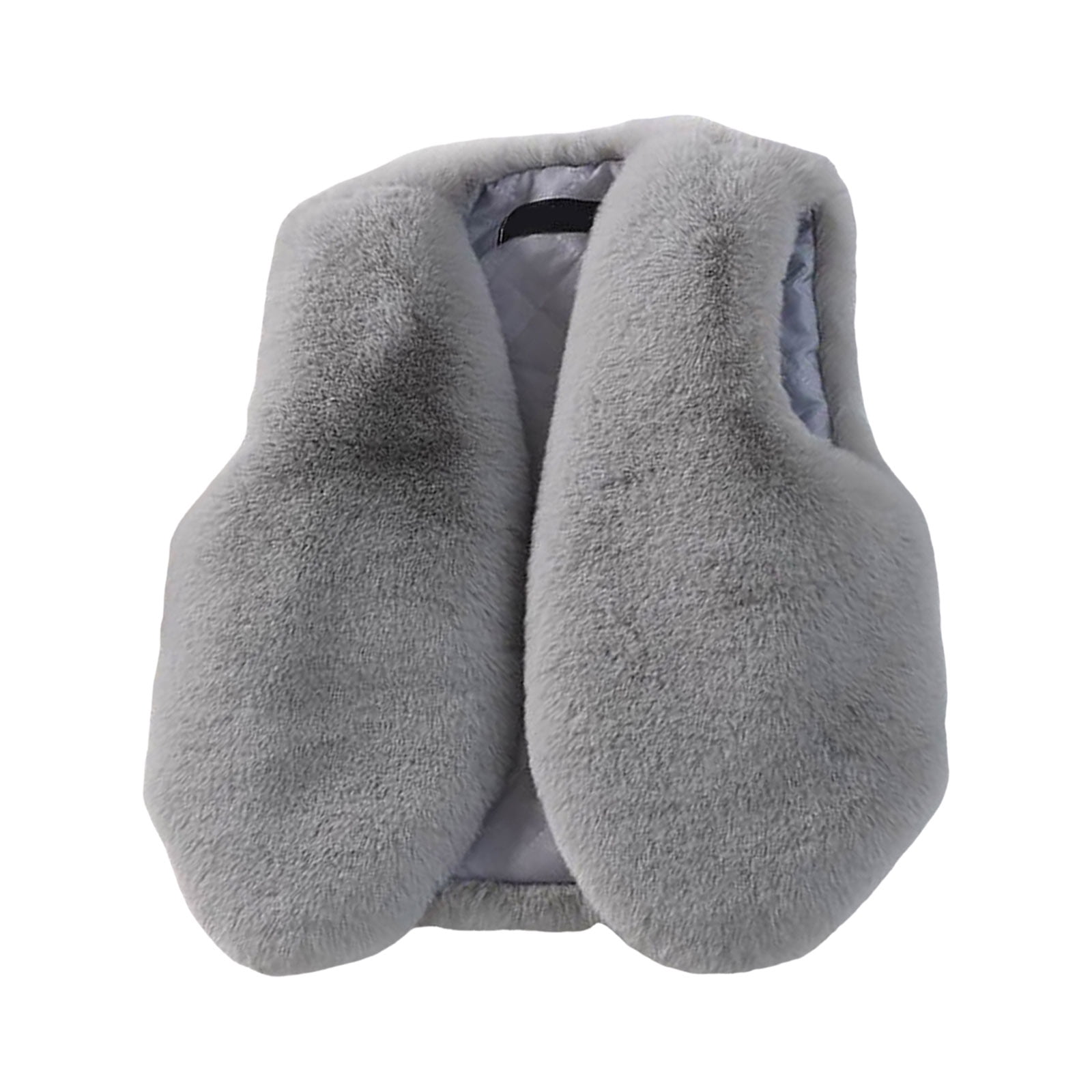 Quealent Girls Warm Faux Fur Vest Coat Cozy Winter Jacket Furry Sleeveless Shaggy Jackets Thick Fluffy Waistcoat Snowsuits (Light Gray 7-8 Years)