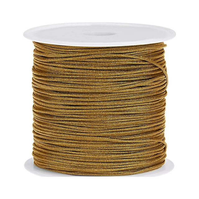 Unique Bargains Nylon Cord DIY Making Satin String Craft Wire with Plastic Spool 147ft, Dark Yellow