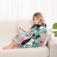 thumbnail image 4 of Green Boston Terrier and Flower Blanket Hoodies for Kids 6-13YR Oversize Wearable Blanket Hoodies for Boys Girls Teens, 4 of 7