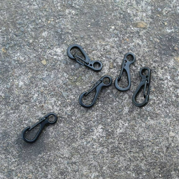 Soimiss 10Pcs Aluminum Alloy Carabiner Clip Black Keychain Lock Hook for Paracord Use
