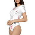thumbnail image 2 of Daiia Girl Rabbit print Women's Crew Neck Short Sleeve Bodysuit Fashion Tops Fit Casual Basic Extender Bodysuit-Small, 2 of 9