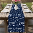 thumbnail image 4 of Navy Blue Nautical Table Runner 108 Inches, Summer Coastal Ocean Beach Coconut Trees Bed Runner Dresser Scarves Tabletop for Indoor Outdoor Parties/Ceremony/Banquet, 13"x 108", 4 of 9