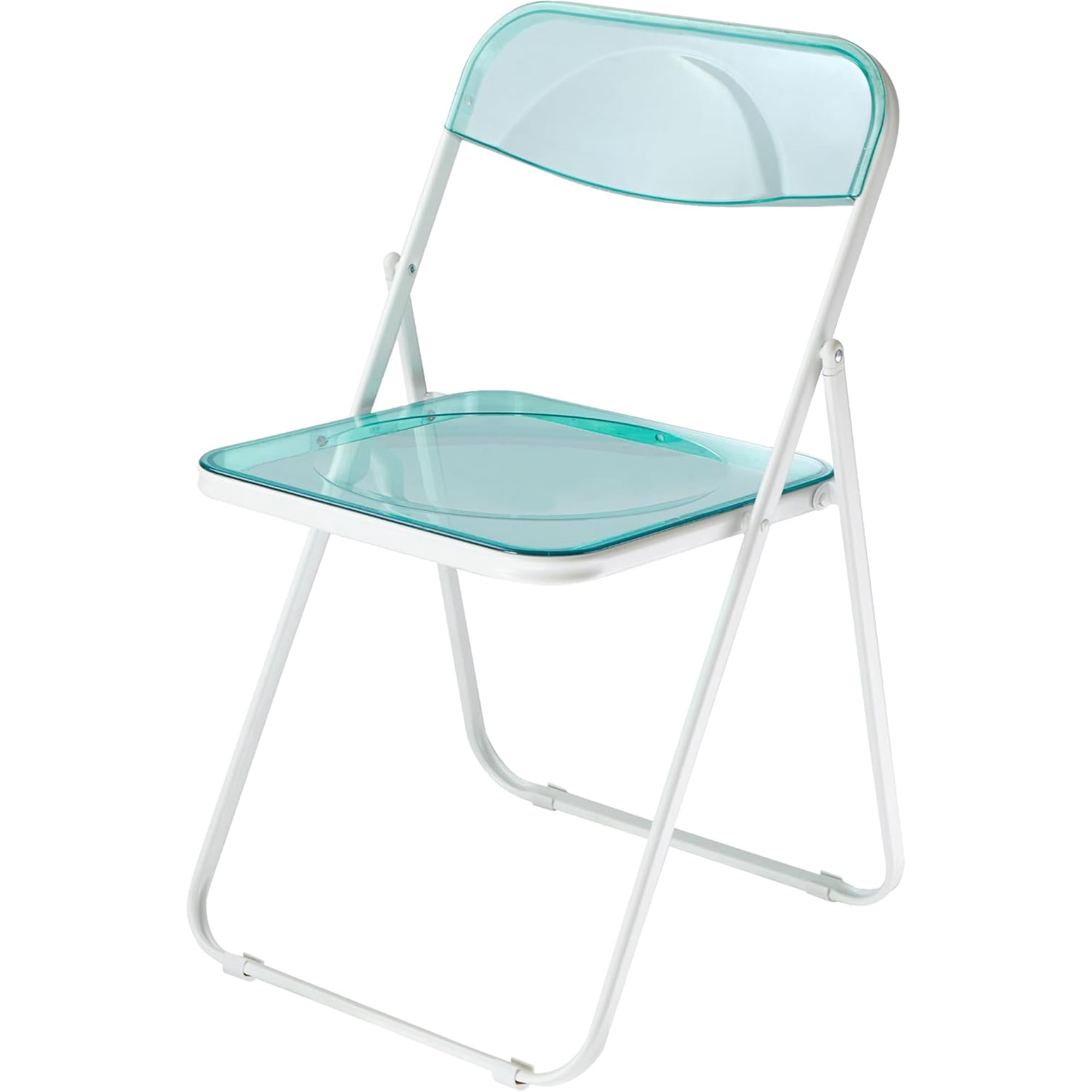 Urban Shop Transparent Acrylic Modern Folding Chair with Chrome Frame  Mint