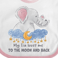 thumbnail image 4 of Inktastic My Tia Loves Me to the Moon and Back Elephant Family Boys or Girls Baby Bib, 4 of 4