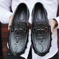thumbnail image 5 of Mens Leather Loafers Comfortable Non-slip Driving Shoes Lightweight Office Shoes Business Boat Shoes Black 6.5 US, 5 of 7