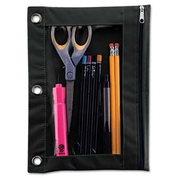 Binder Pencil Pouch, 10 x 7 3/8, Black/Clear