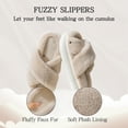 thumbnail image 2 of WALL QMER Slippers for Women Indoor, Women's Fuzzy Slippers, Cross Band Slippers Indoor Outdoor Soft Open Toe Slippers, Khaki, 2 of 7