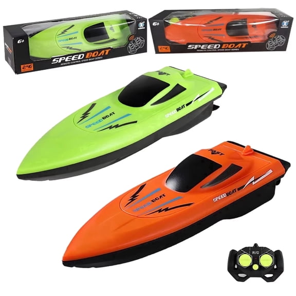 Unbranded Remote Control Boat 2 pack, 2.4G Dual Motor RC Speedboat for Pools and Lakes, Waterproof Outdoor Water Toy for Boys and Girls Age 6 , Orange & Green