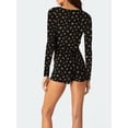 thumbnail image 5 of Women's Spring Summer Short Jumpsuit Long Sleeve Square Neck Floral Print Romper, 5 of 6