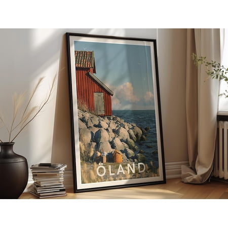 Coastal Wall Art Öland Print Sweden Swedish Summer Wall Decor Red Cottage