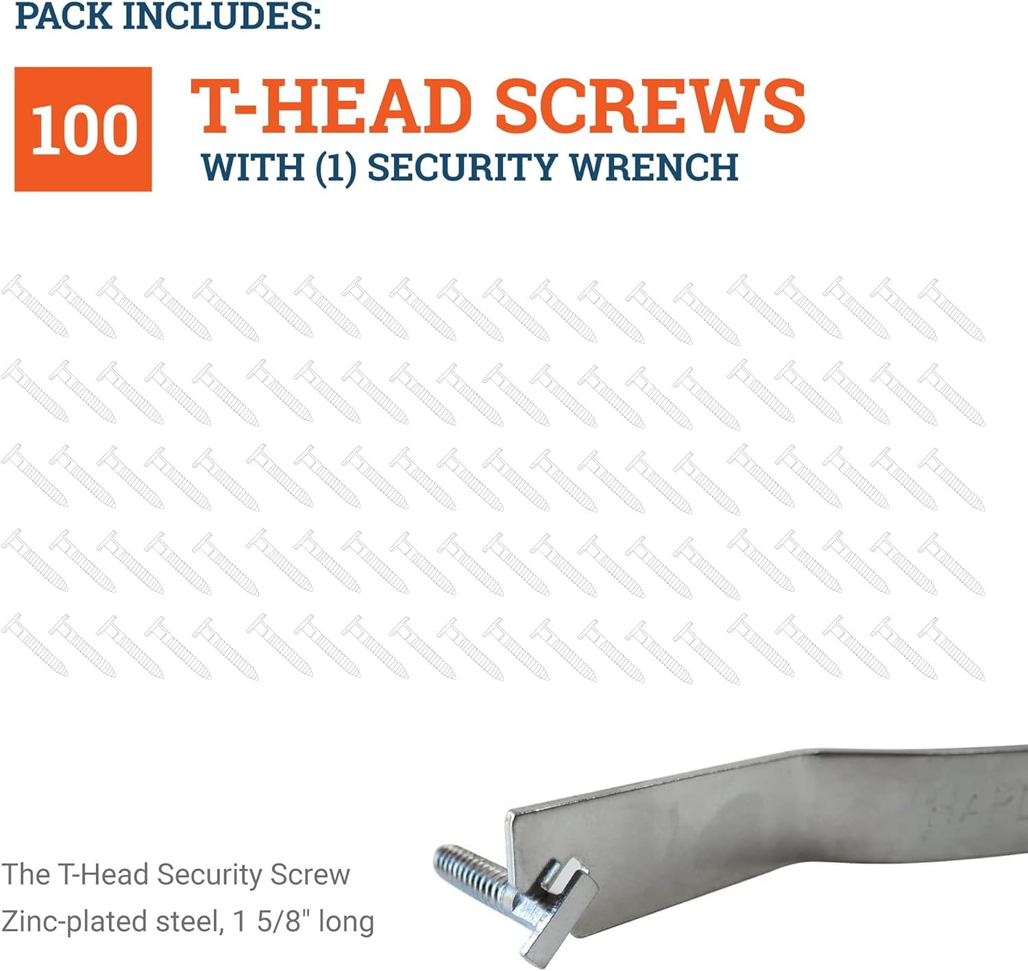 Picture Hang Solutions T-Head Screw for Frame-Locking Security Kit with T-Screw Wrench 100 Pieces per Pack
