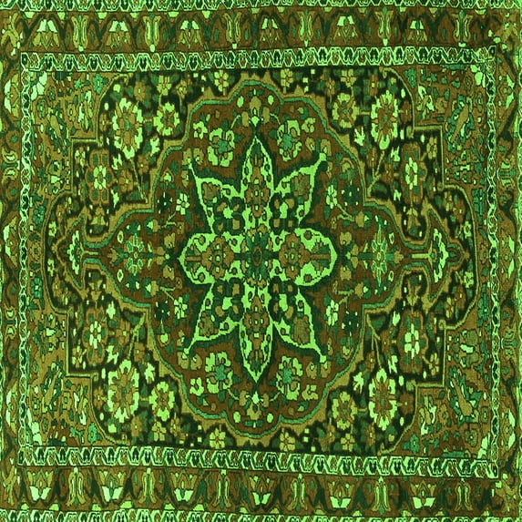 Ahgly Company Machine Washable Indoor Square Persian Green Traditional Area Rugs, 4' Square