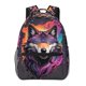 thumbnail image 1 of Fotbe Colorful Wolf Head A Mochila Casual con Estampado para Escuela, Viajes y Actividades al Aire Libre - Duradera, Ligera y Cómoda, 1 of 5