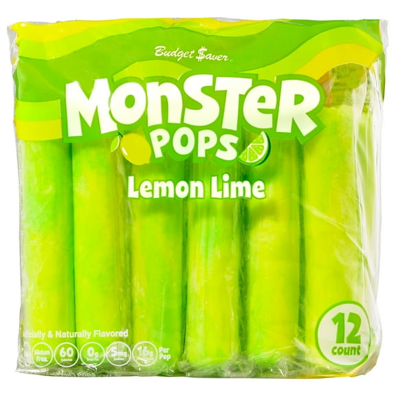 Budget Saver Monster Pops Lemon-Lime, 12 Count