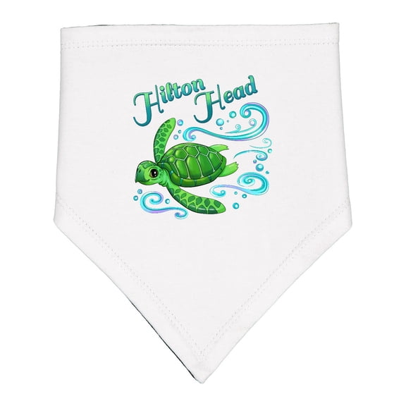 Inktastic Hilton Head Cute Sea Turtle with Waves and Bubbles Baby Bandana Bib