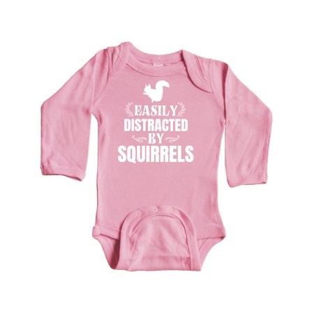 

Inktastic Easily Distracted by Squirrels Gift Baby Boy or Baby Girl Long Sleeve Bodysuit