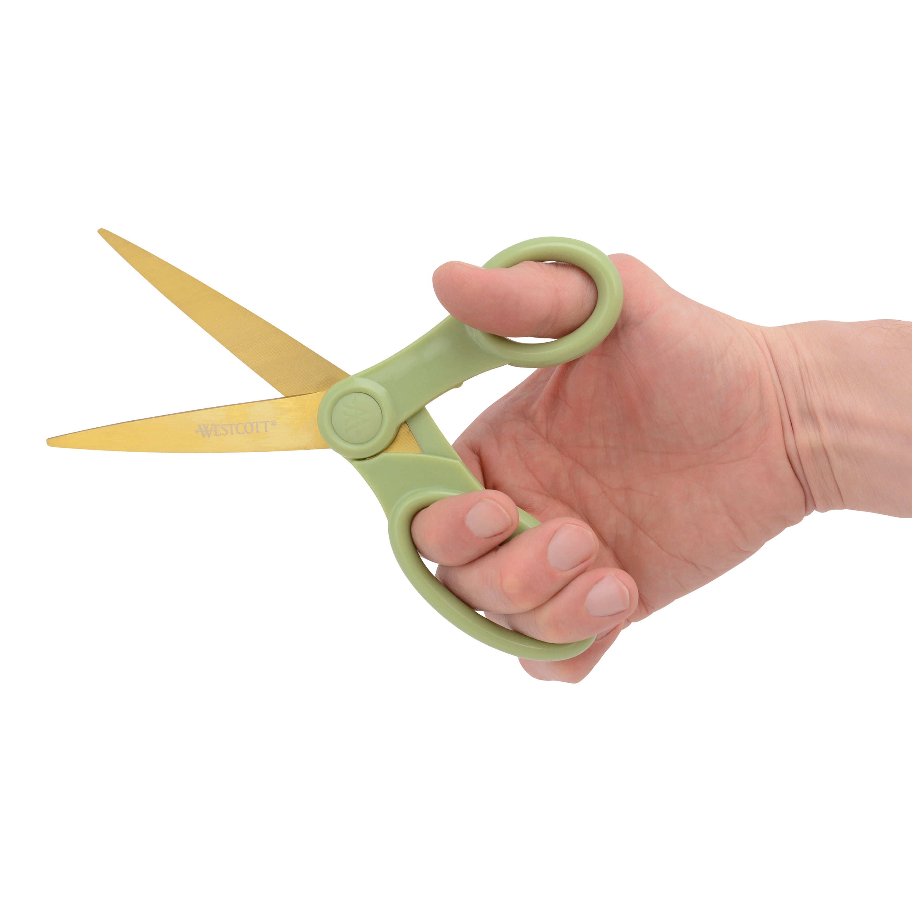 Westcott 8" Titanium Fashion Scissors with Gold Blades and Sage Green Handle, 1-Count