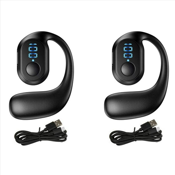 2X Pantalla Digital Oreja Única Auricular Bluetooth Auricular Abierto Bluetooth 5.3 Auricular Inalámbrico Auricular Negro