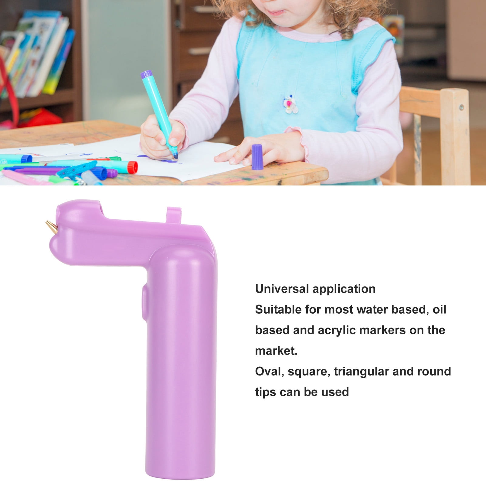 BIMZUC Electric Airbrush Sprayer Universal Rechargeable Mini Air Compression Engine Handheld Marker Airbrush Kit for Kids Painting Arts and Crafts, 7.09 inches / 18 cm, Purple