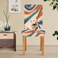 thumbnail image 4 of Yayeee 2 Pack Dining Chair Covers Stretch Parson Chairs Slipcovers Seat Protector, Beige Abstract Wavy, 4 of 6