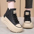 thumbnail image 5 of Women's Fashion Platform High Top Sneakers Casual Lace Up Canvas Shoes Comfortable Daily Walking Shoes For Women, 5 of 8