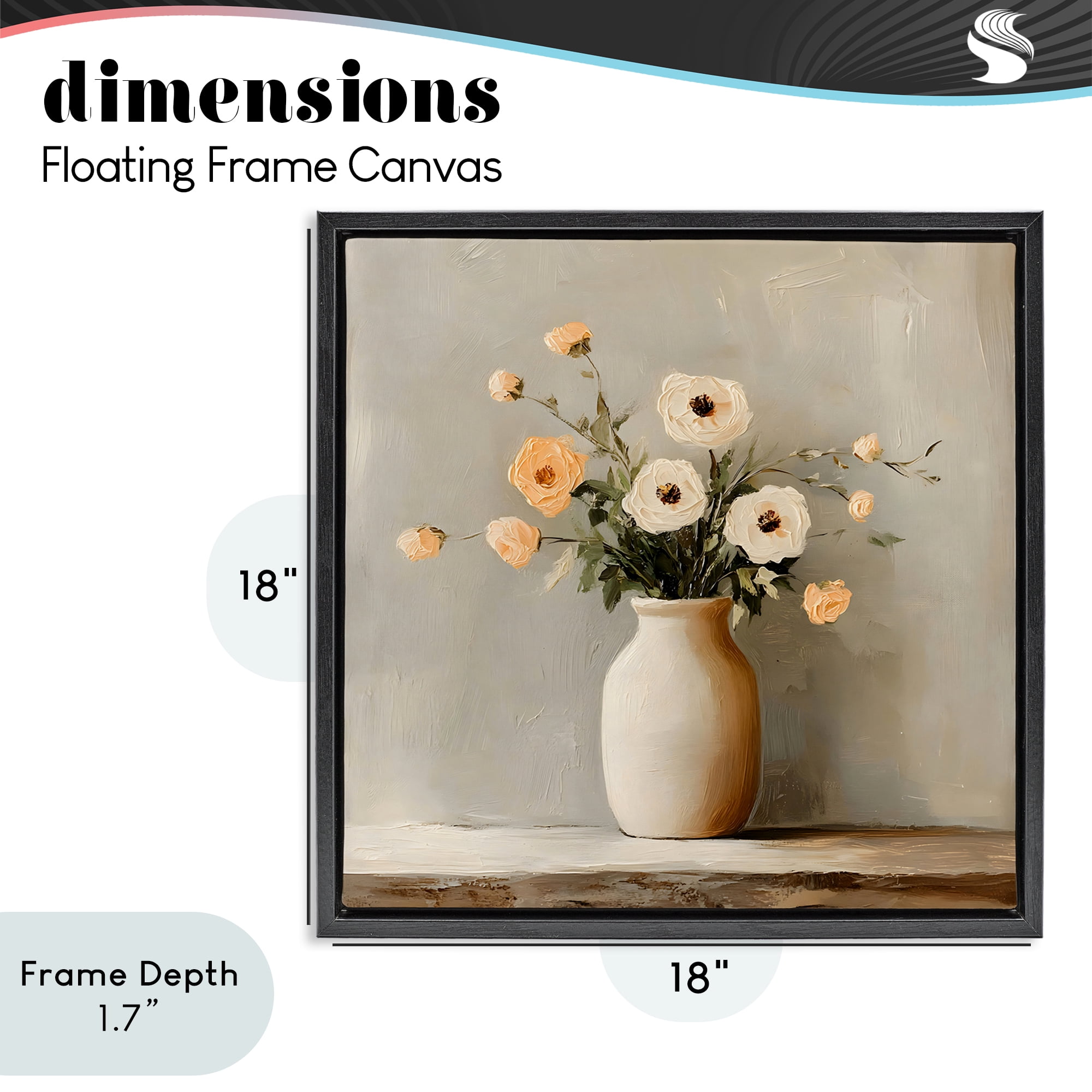 Stupell Industries Simple Floral Vase in Pastels Black Framed Floater Canvas Wall Art, design by Creative Studio